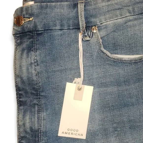 NWT! Good American Good Legs Crop High Waist ripped busted Sz 24W - Picture 4 of 11